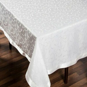 Stolnjak sa satenskom trakom 160x220 BELI