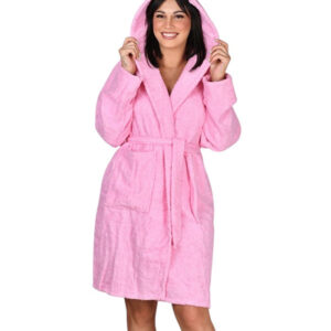 Ženski bade mantil od frotira - SVETLO ROZE