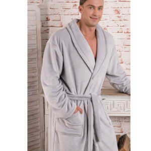 Muški bade mantil od polara SIVI