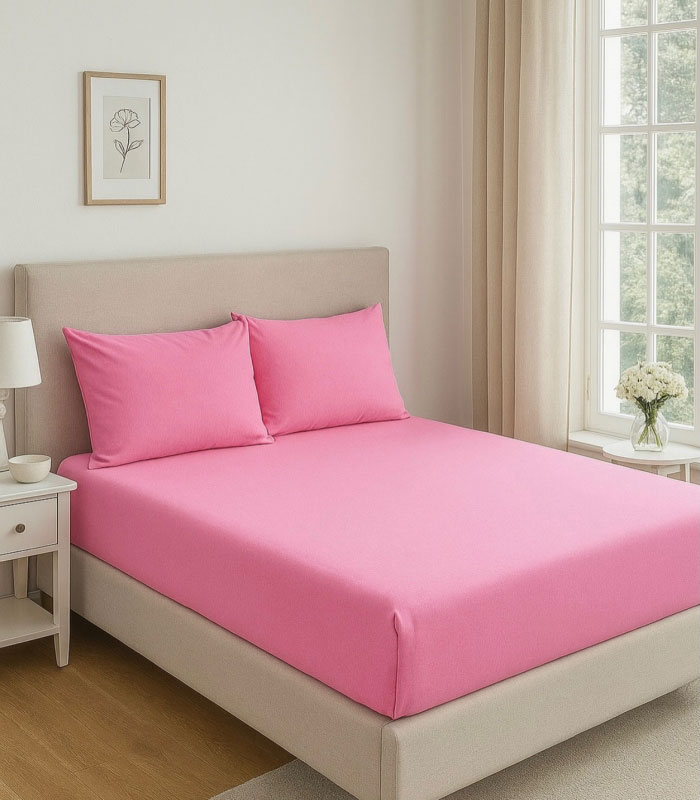 Pamučni čaršav sa lastišem TAMNO ROZE