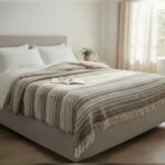 Ćebe waffle sa resicama BEIGE LINEN WEAVE 180x200