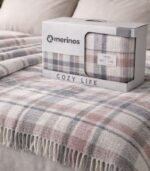 Ćebe waffle sa resicama SOFT ROSE PLAID 150x200 - Slika 3