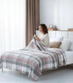 Ćebe waffle sa resicama SOFT ROSE PLAID 150x200 - Slika 2