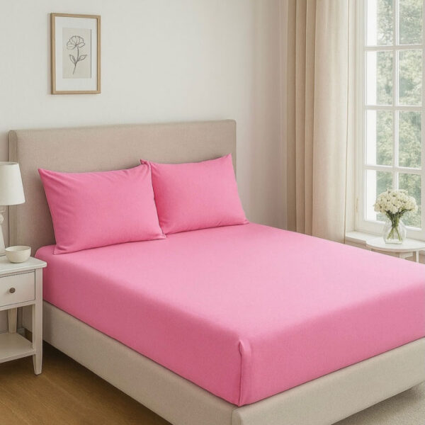 Pamučni čaršav sa lastišem TAMNO ROZE